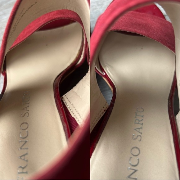 Franco Sarto Wine Suede Leather Wedge  Sandals - Picture 13 of 16